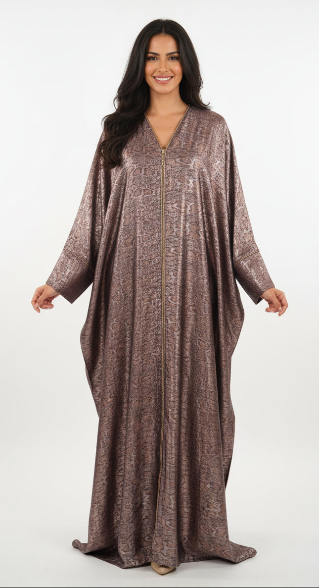 Abaya Snake Cuivre avec son foulard assorti
