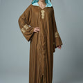 Brown Velvet Jellaba with Gold Embroidery - Moroccan Elegance