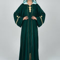 Royal Green Velvet Jellaba with Gold Embroidery - Moroccan Elegance