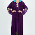Jellaba Velours Violet Brodé Or - Élégance Marocaine