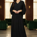 Abaya tressé design Noir - elegance de dubai