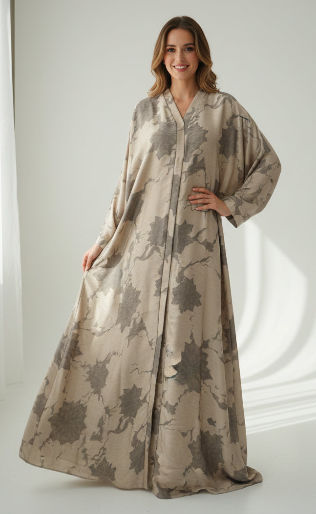 Abaya Emiratie Cafe avec Foulard Assorti - Collection Dubai