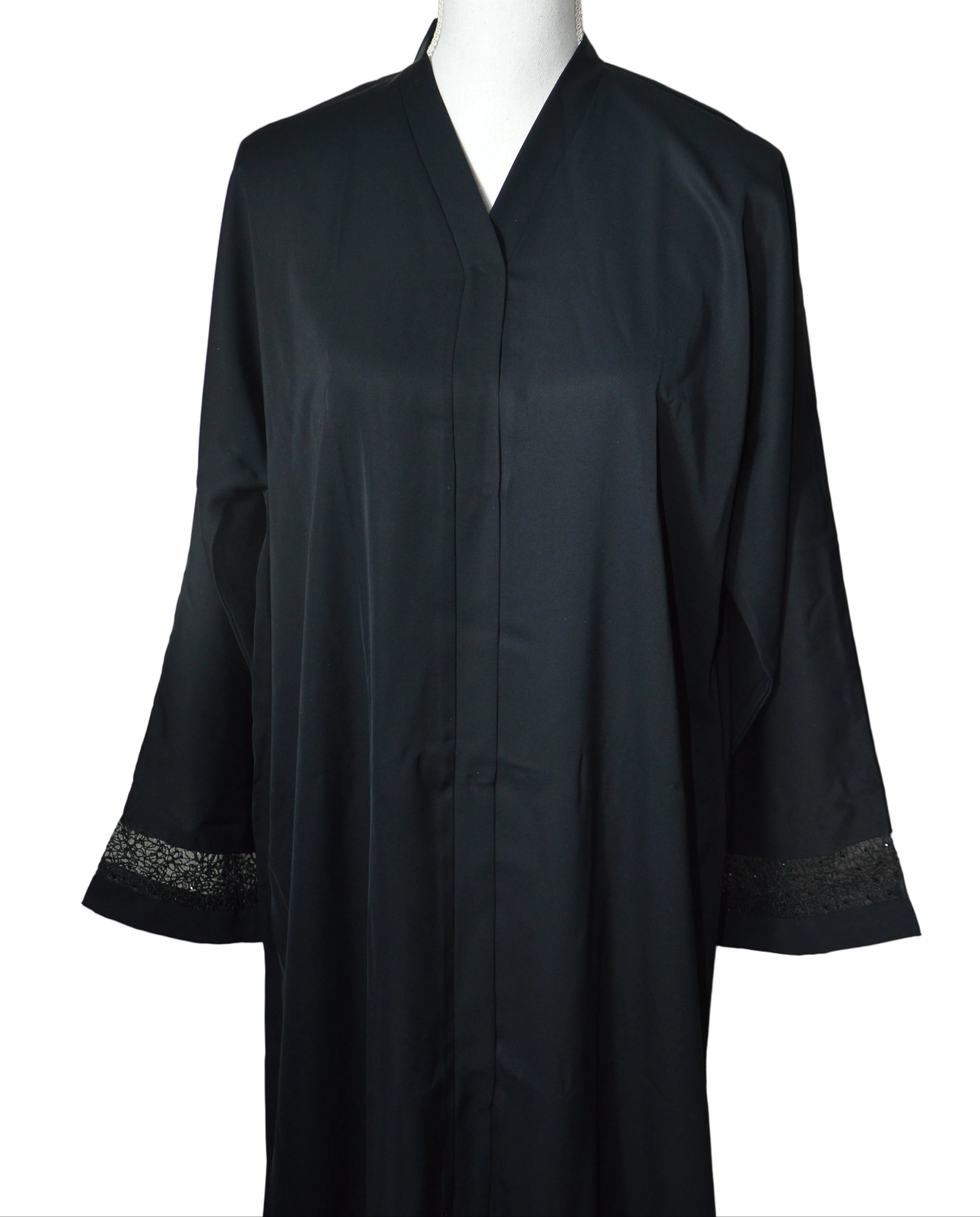 Abaya Dubai Noire avec Dentelle et Foulard