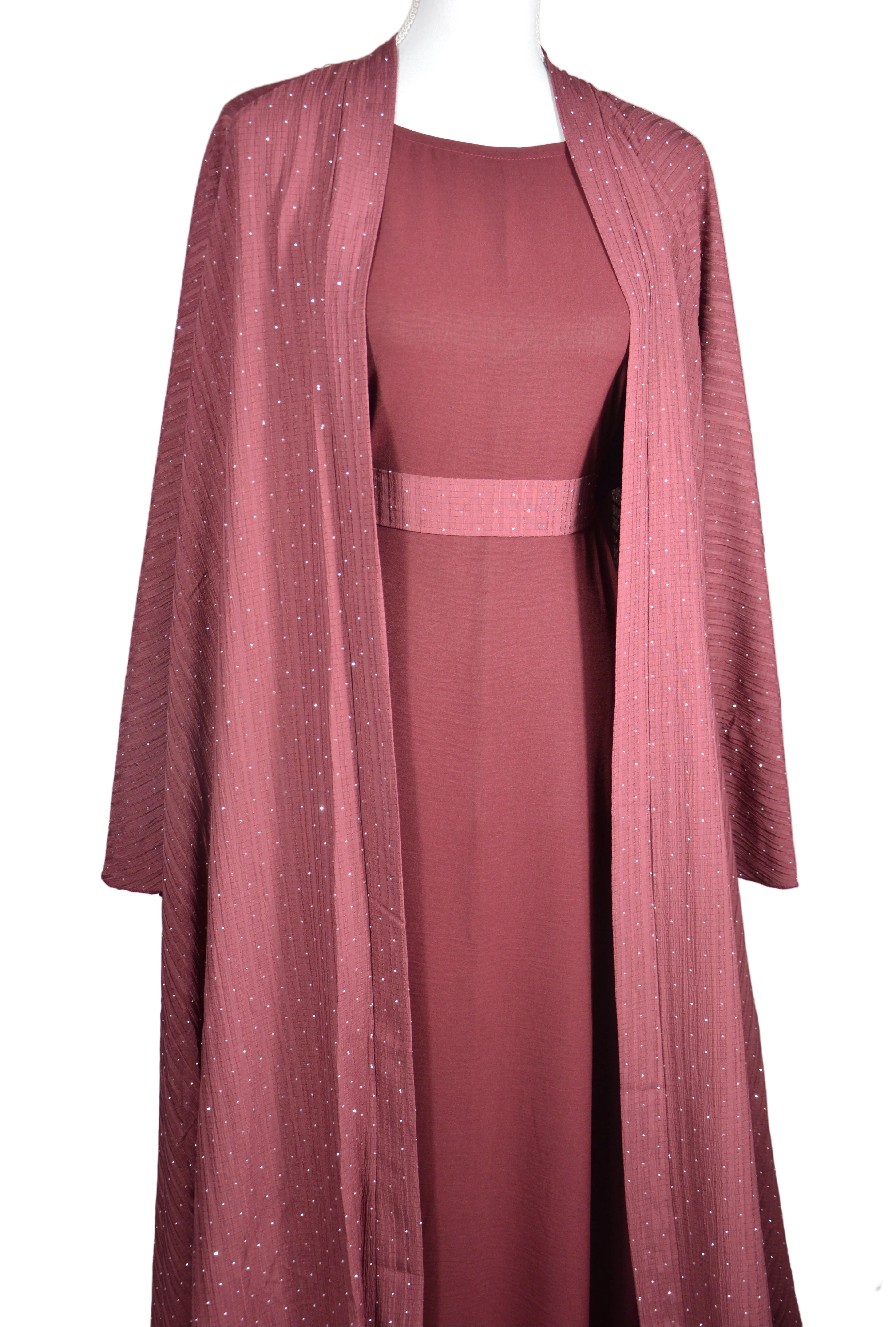 Abaya Kimono Scintillante Bordeaux - COLLECTION DUBAI