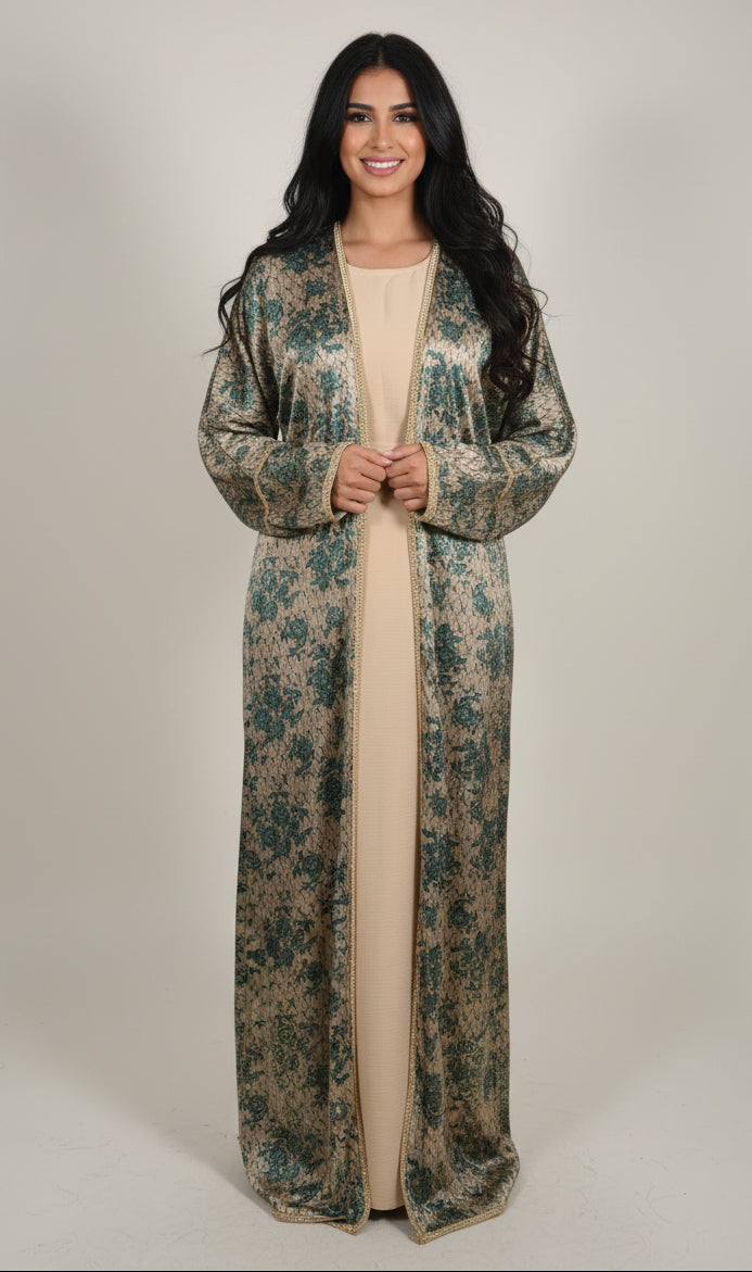 Abaya Kimono Vert Or - collection dubai