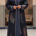 Abaya Kimono Brodé floral Bleu Vert - collection dubai