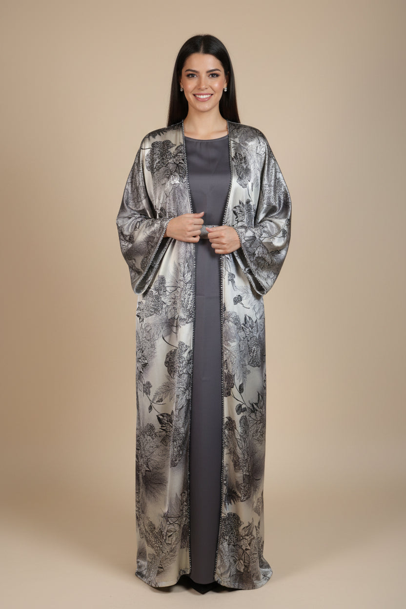 ABAYA KIMONO Dubai Premium avec Foulard Assorti