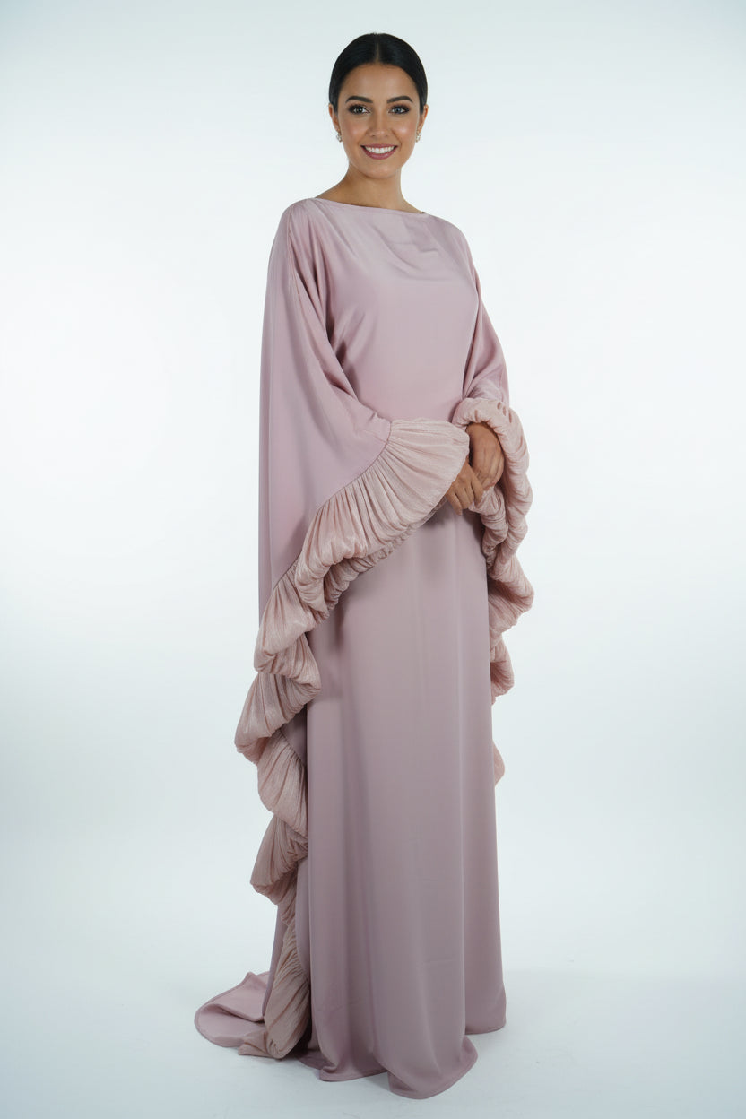Abaya Rose Papillon - Élégance Emiratie
