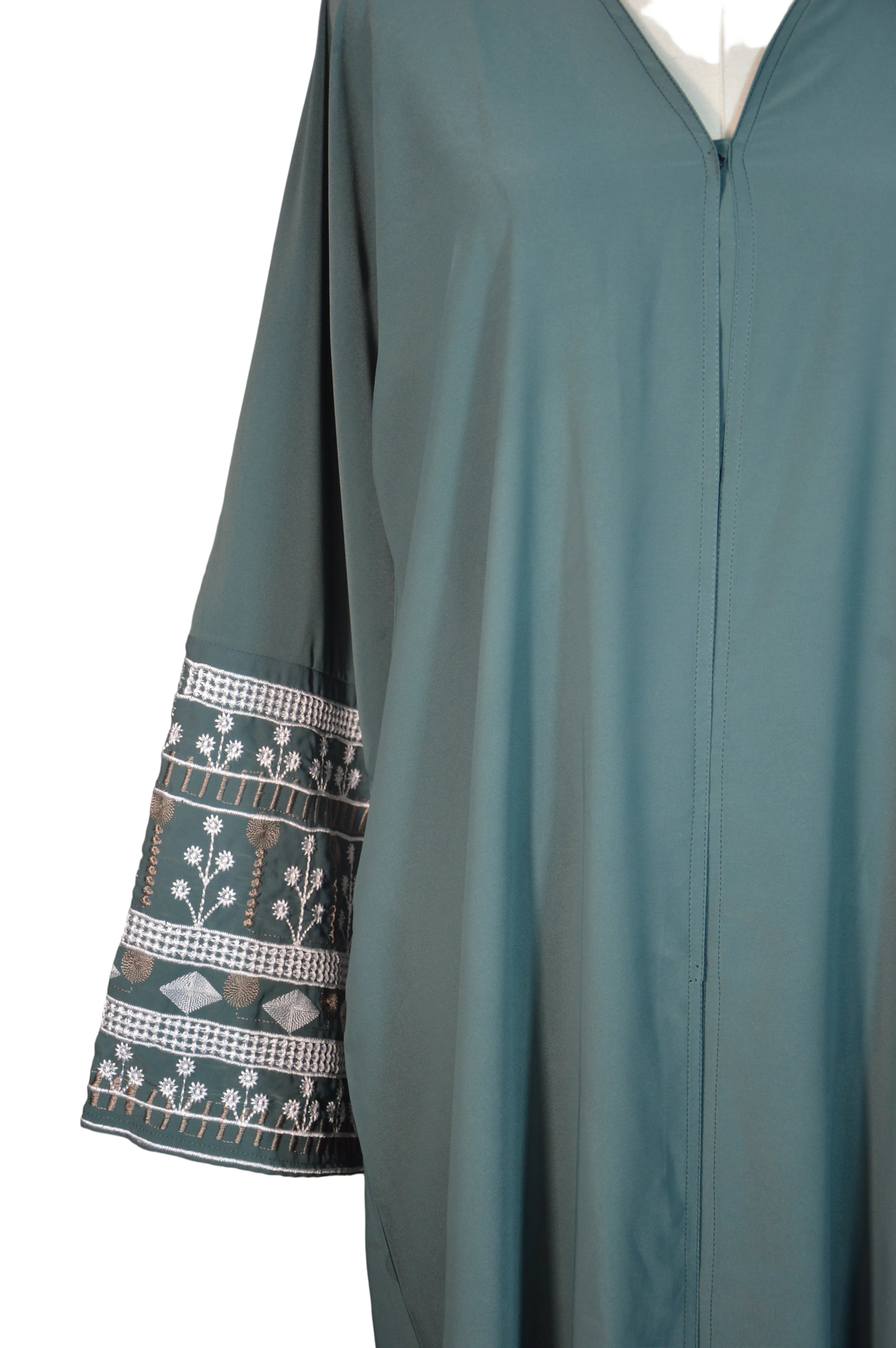 Abaya Emiratie Verte avec Foulard Assorti - Ensemble Luxe