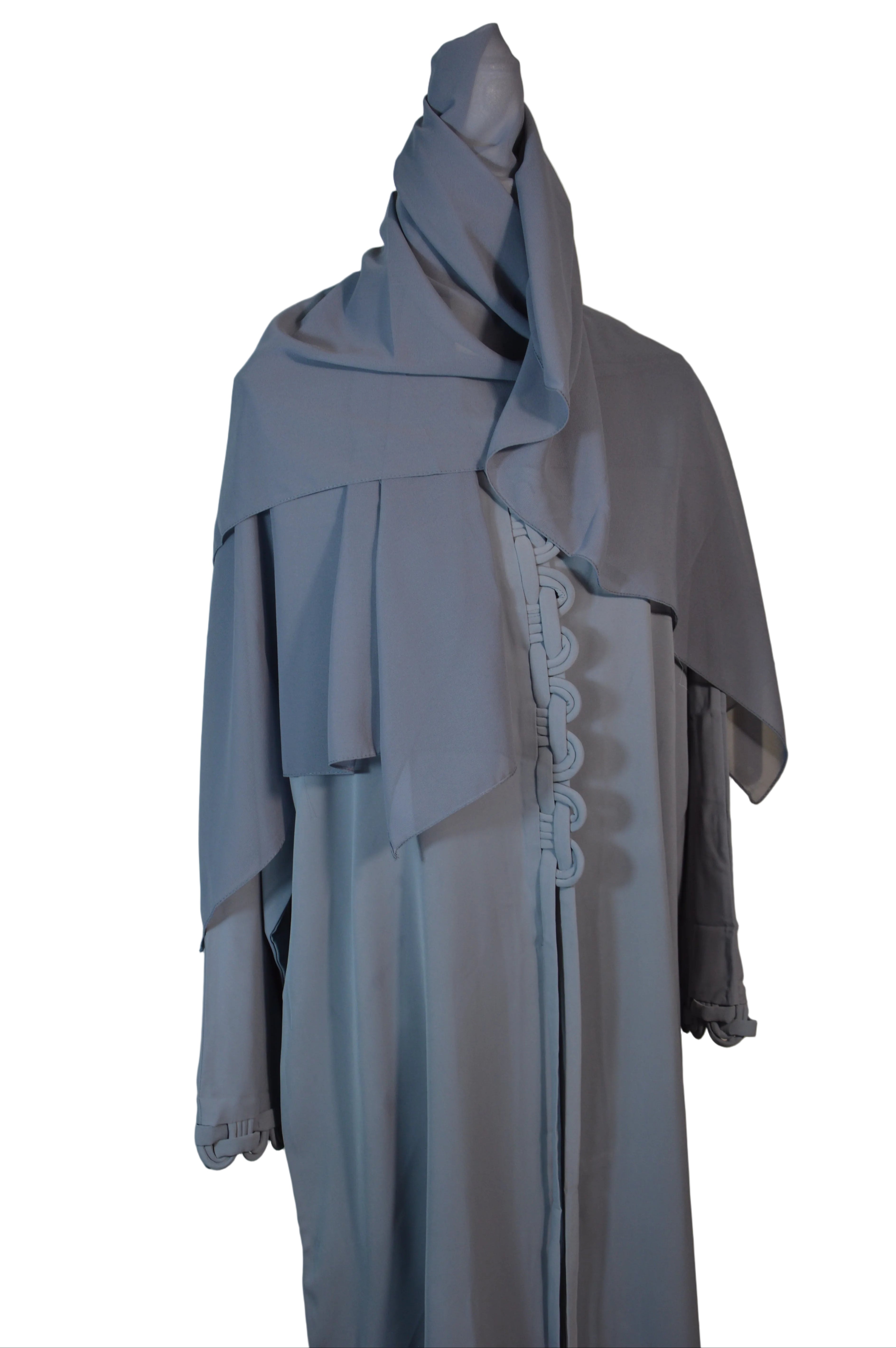 Abaya Tressé Design gris - Élégance de Dubai