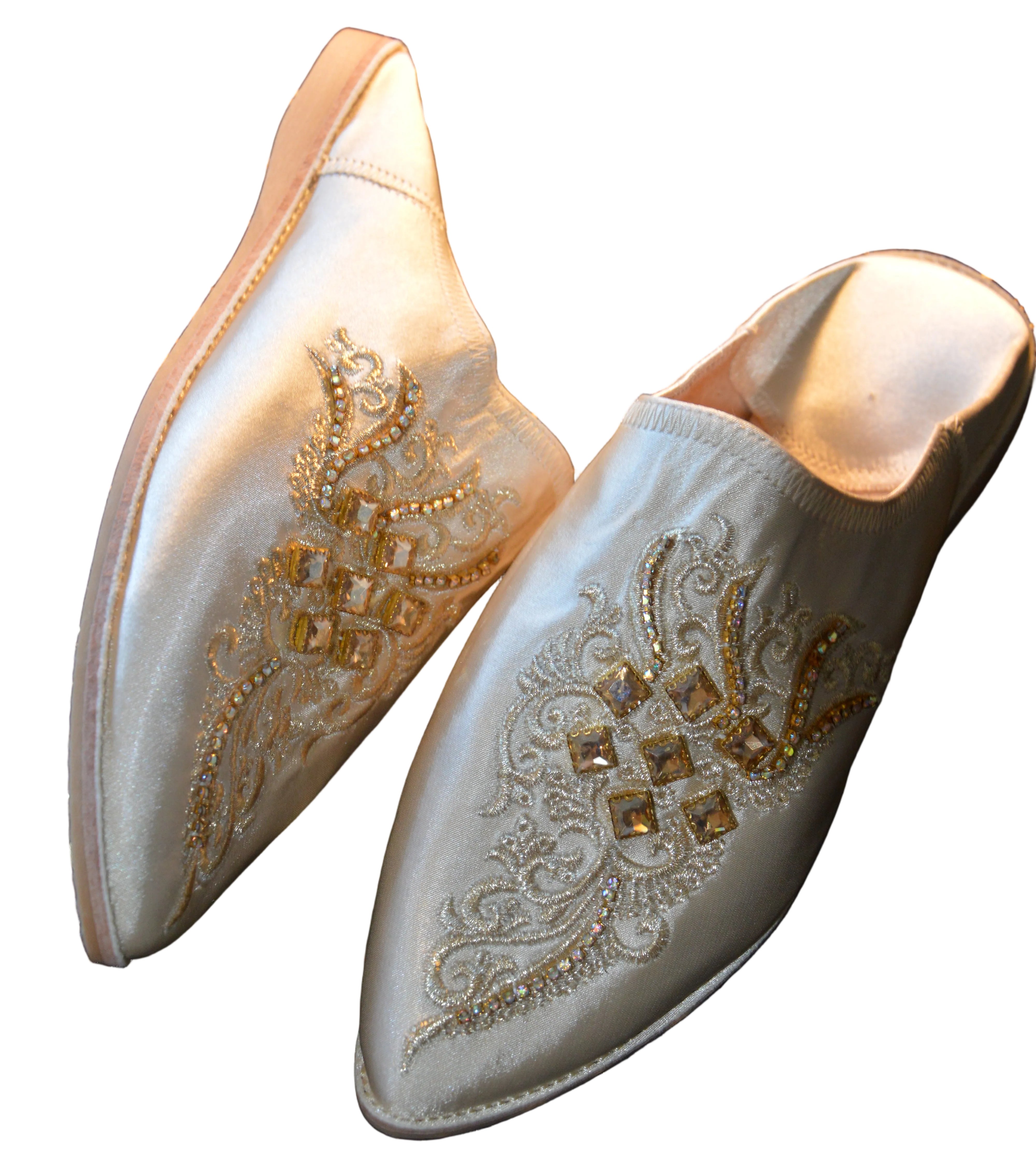 Babouche Marocaine Artisanale beige perlé