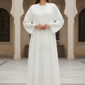 Abaya Kimono Blanc Fleurs de Sequins