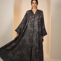 Abaya Fleur Noir Grise Brillant - Élégance Florale
