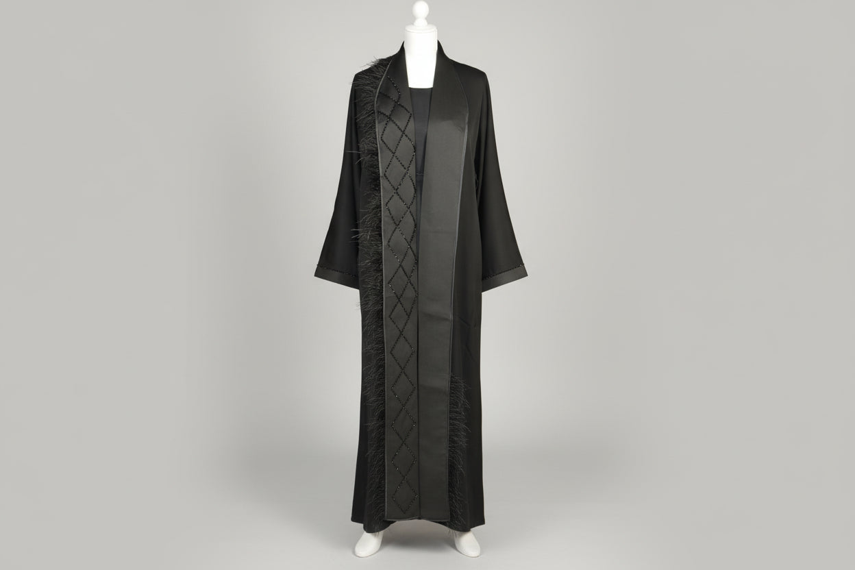 Abaya Veste Noir Plume