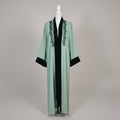 Veste Kimono Vert Eau brodée et ses bordures velours