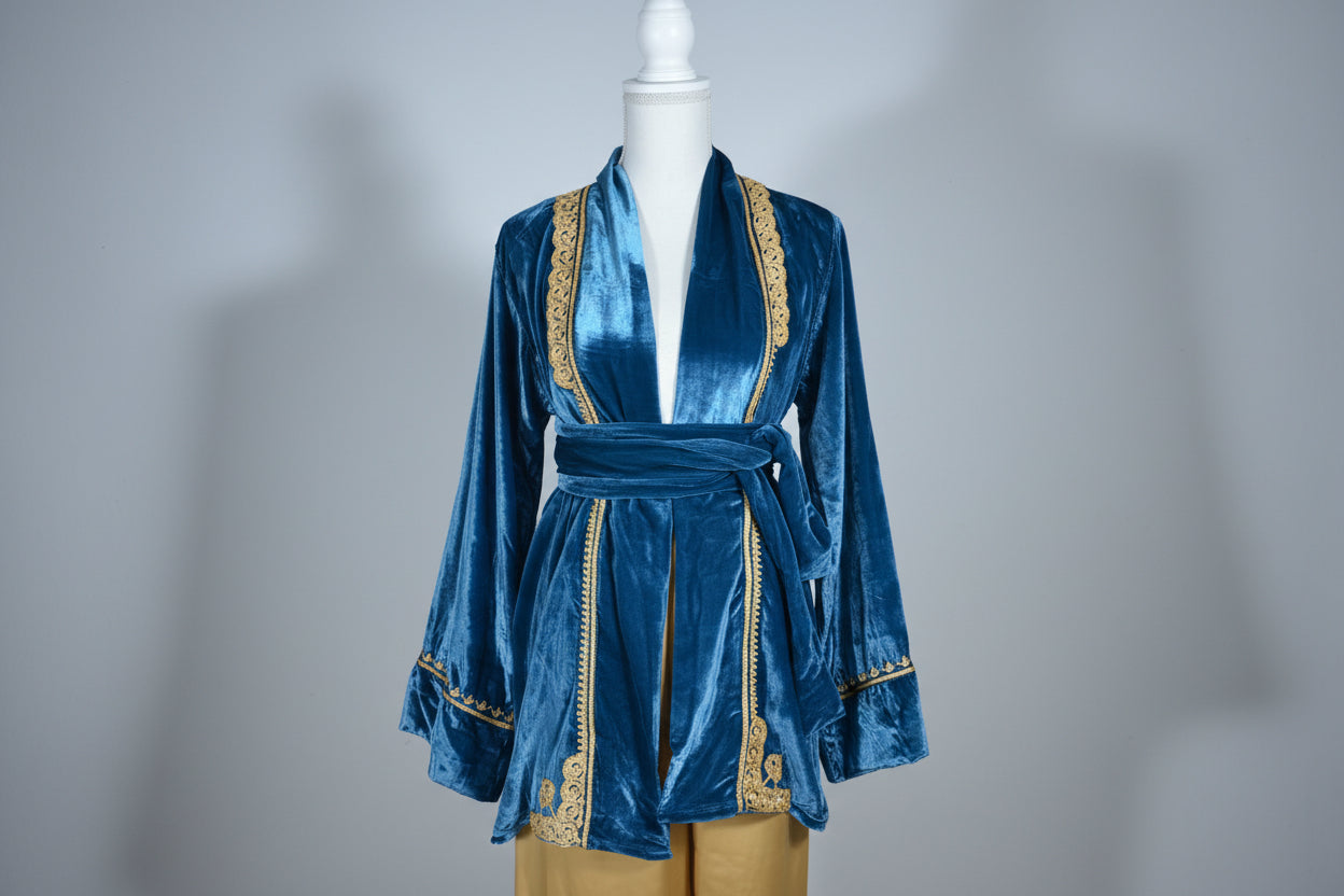 Jabador Bleu & Or – Luxe & Prestige Marocain