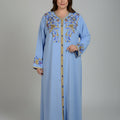 Gandoura Nacrée Bleue – Douceur & Élégance Marocaine