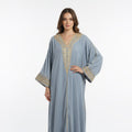 GANDOURA VELOURS GRIS BRODÉE FIL D'OR