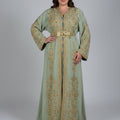 Pearlescent Green & Gold Takchita – Exceptional Moroccan Royalty & Craftsmanship