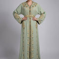 Nacreous Green Takchita – Exceptional Moroccan Splendor & Craftsmanship