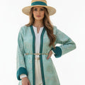 Veste Blazer Brocard Vert Argent – Luxe & Prestige Marocain