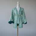 Veste Blazer Brocard Vert Argent – Luxe & Prestige Marocain
