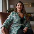 Mint & Green Brocade Jacket – Moroccan Luxury & Elegance