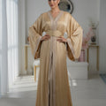 Takchita organza lamé Champagne doré (avec ceinture rigide)