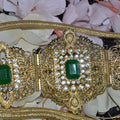 Ceinture marocaine dorée – pierres vert émeraude (Mdamma)