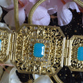 "Sultana" Takchita Belt — Gold & Turquoise