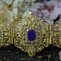 Filigree Oriental Belt – Violet Cabochons & Rhinestones (Adjustable) – Gold Finish