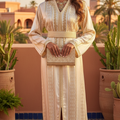 Moroccan Caftan Jouhara Luxe Gold – Shiny Satin & Gold Embroidery