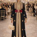 Black Officer Collar Takchita – Red Lining & Hand Embroidery