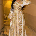 Takchita Haute Couture Crêpe Blanc & Or Floral