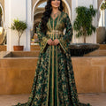Takchita Haute Couture Brocart Vert, Or & Noir – Audace Royale & Luxe Marocain