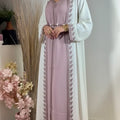 KIMONO “Maysa” – Mauve poudré & ivoire, sfifa artisanale
